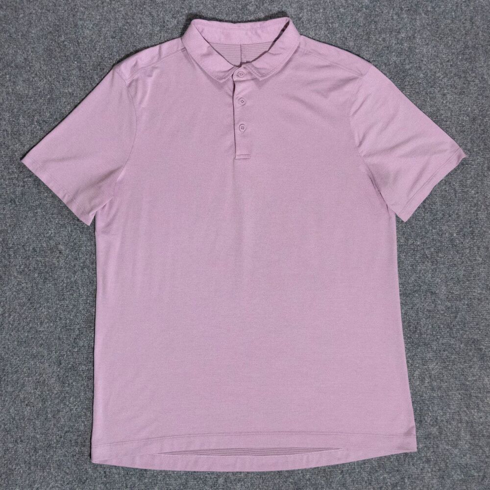 Lululemon Evolution Polo Shirt Large Lilac Short Sleeve Performance Stretch Mens